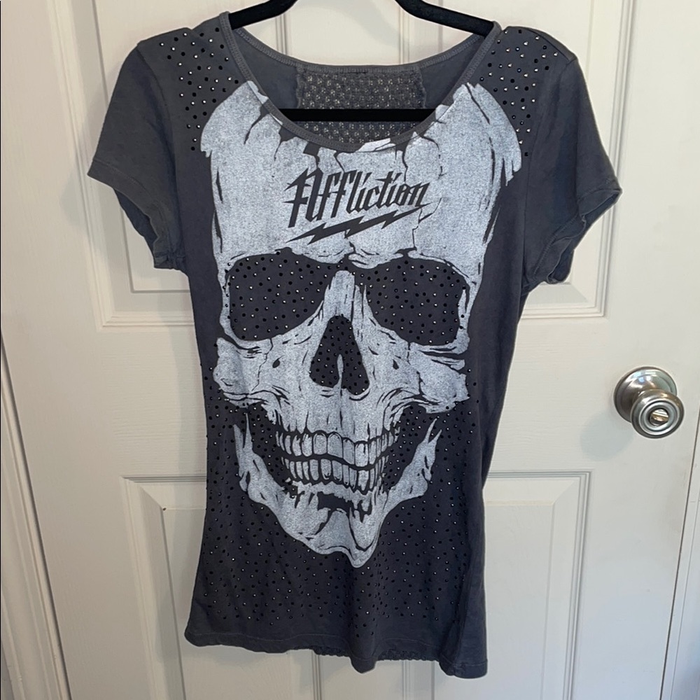 Affliction Gray Graphic Short Sleeve Tee